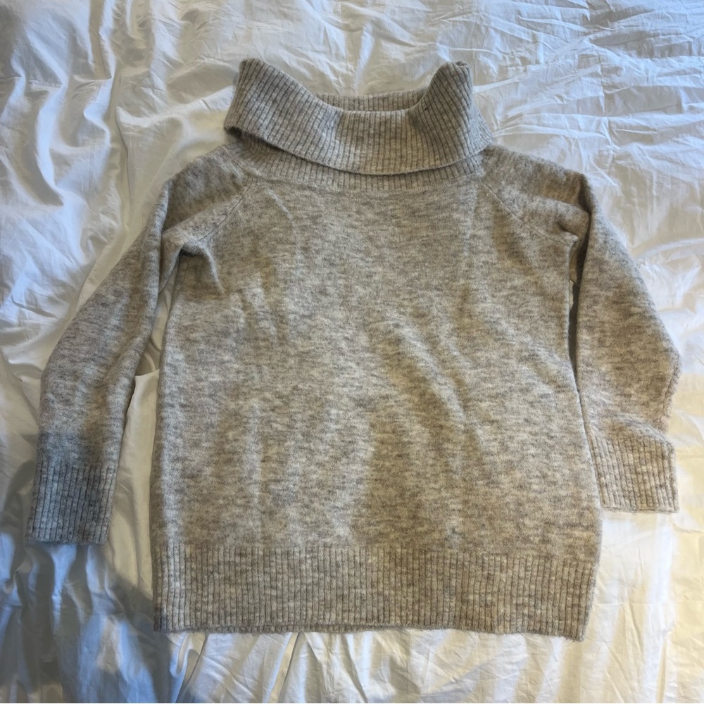 Aritzia Beige Boatneck Turtleneck Sweater